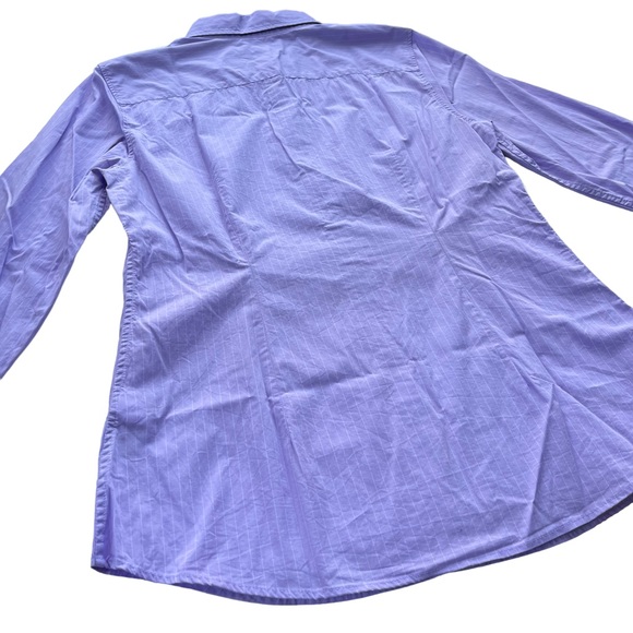 Banana Republic Womens Size 12 Riley Lilac Purple Striped Cotton Blend Button Up - Picture 12 of 12